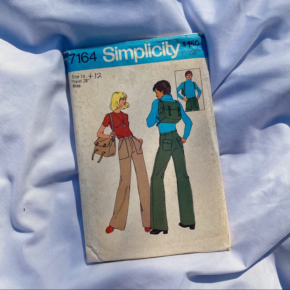 SOLD 70s Simplicity 7164 Uncut Pants/Bag Pattern